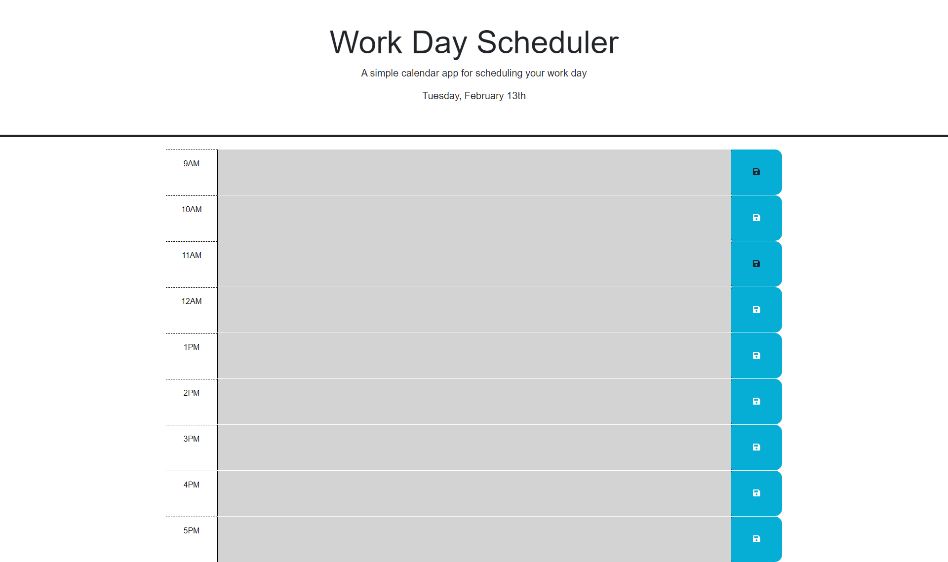 Work Day Scheduler